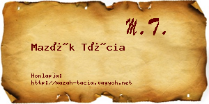 Mazák Tácia névjegykártya